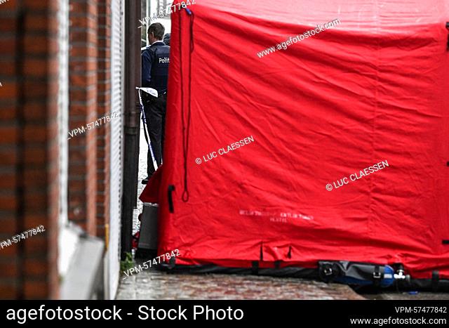 Illustration picture shows the scene of a suspicious death, in the center of Wechelderzande, Friday 23 December 2022. The body of a woman was discovered in one...