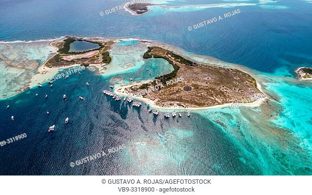 Aerial view Francisky Islands a spectacle place in Los Roques National Park Venezuela
