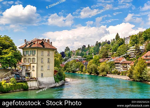 View of Aare river in Bern old town, Switzerland