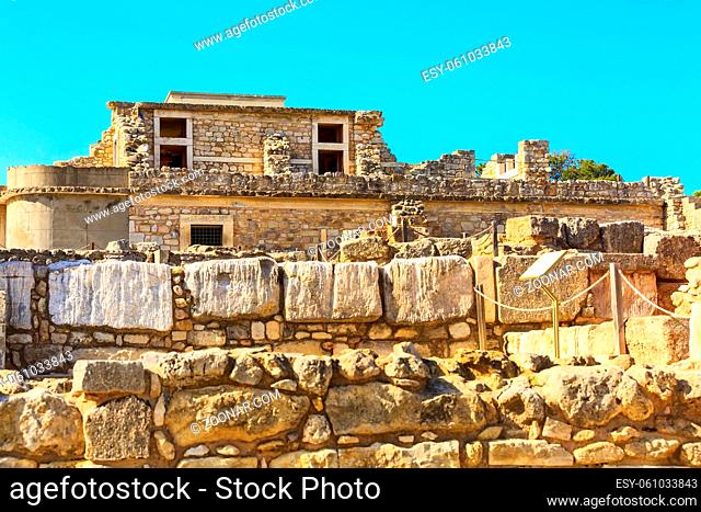 Knossos, Greece Crete landmark, ruins of Minoan Palace