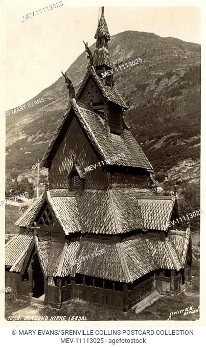 Borgund Stave Church, in the municipality of Laerdal in Sogn og Fjordane county, Norway. Built sometime between 1180 and 1250 AD