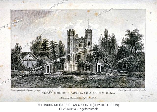 Severndroog Castle, Shooter's Hill, Woolwich, Kent, 1808. This is a folly that commemorates Sir William James, Commodore of the Bombay Marine
