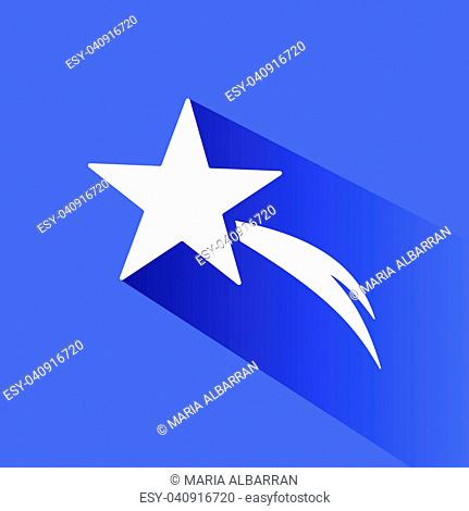 Christmas star icon with shade on blue background. Vector illustration