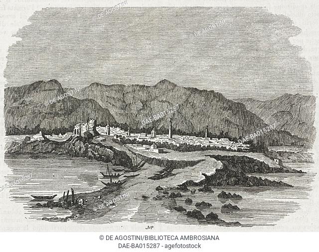View of Scherschel (Julia Caesarea), near Algiers, Algeria, engraving from L'album, giornale letterario e di belle arti, September 18, 1841, Year 8
