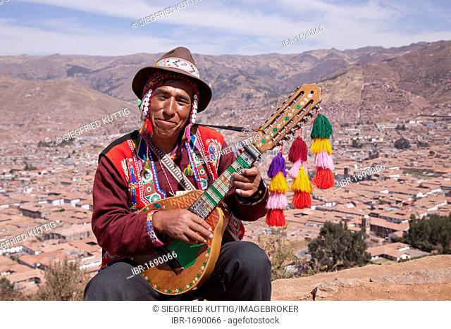 Musician wearing a traditional costume, Cuzco, Cusco, Peru, South America