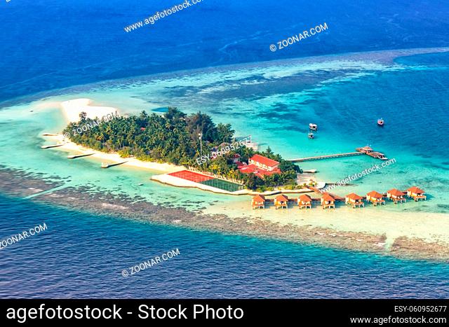 Insel Malediven Urlaub Paradies Meer Maayafushi Resort Luftbild Tourismus