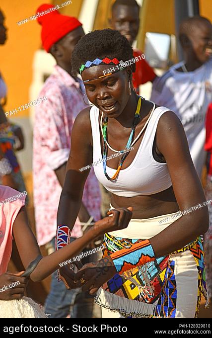 Members of a Schilluk dance and music group at the Orupaap Nature Arts Festival, recorded on December 7th, 2019. The Orupaap Cultural Foundation