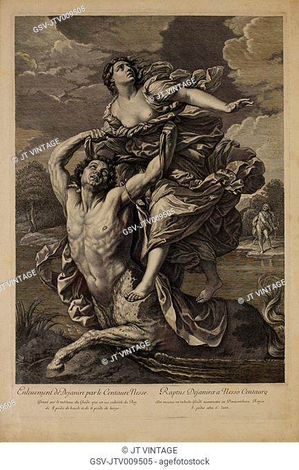 Rape of Deianira, Woodcut Engraving from the Original 1619 Painting by Guido Reni