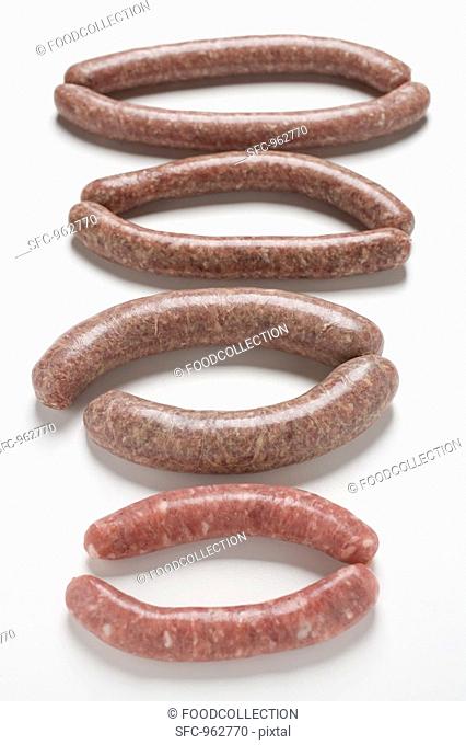 Various types of sausages