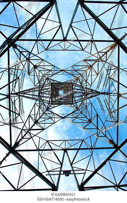 Electrical tower over a blue sky background
