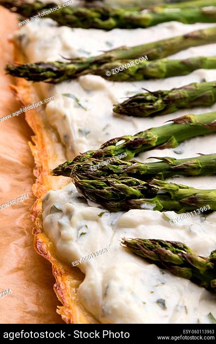 homemade fresh healthy gourmet asparagus cheese pie