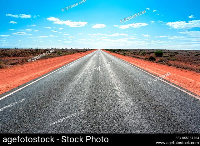 An image of the longest straight road in Australia
