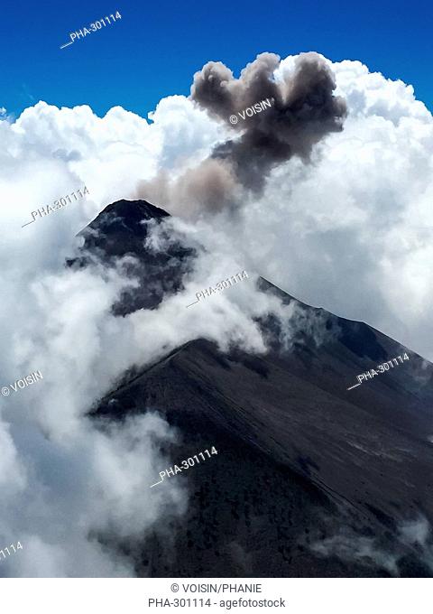 Eruption of Fuego volcano (3763 m) located in Antigua, Guatemala