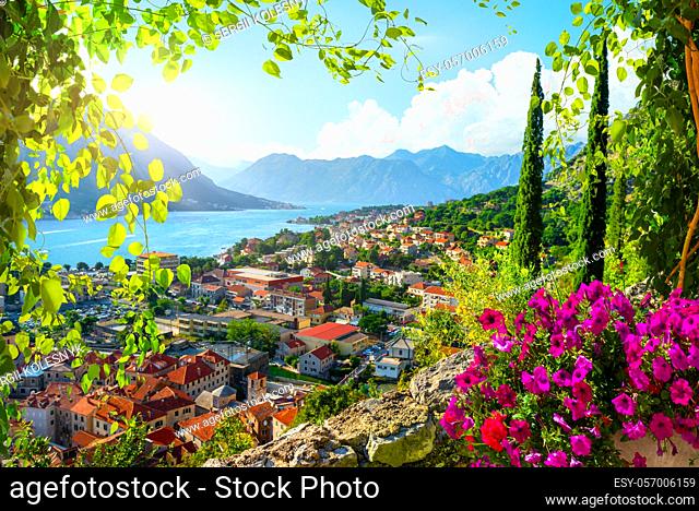 Picturesque sea view of Boka Kotor bay, Montenegro, Kotor old town