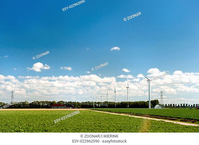 Wind turbines in agriculture landscape