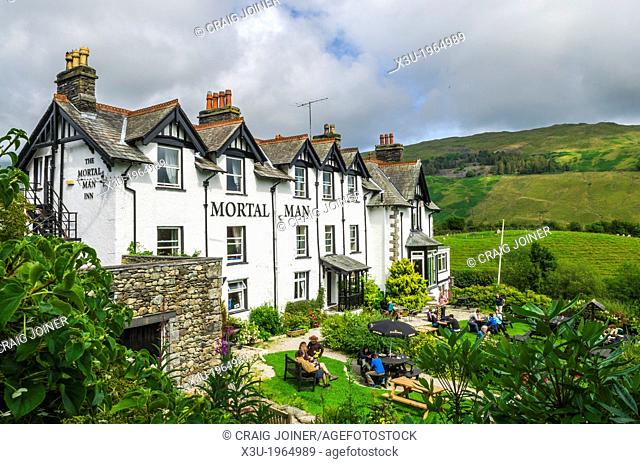The Mortal Man Inn at Troutbeck in the Lake District, near Windermere, Cumbria, England