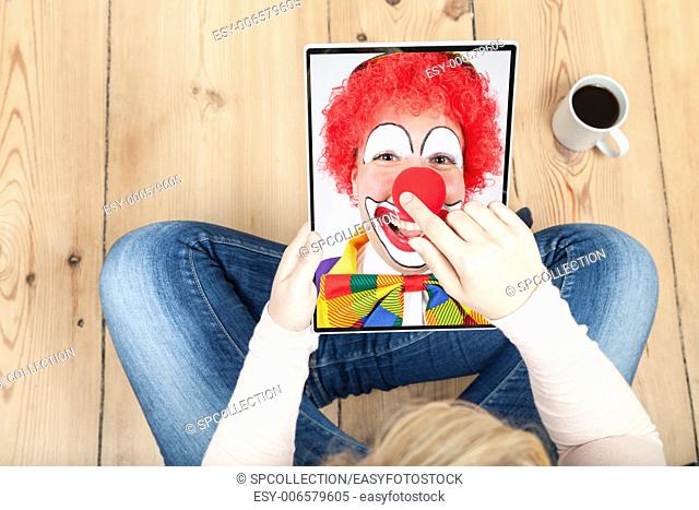clown on tablet for carnival