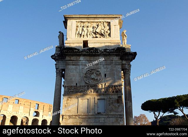 Rome (Italy). Side of the Arch of Constantine in the city of Rome