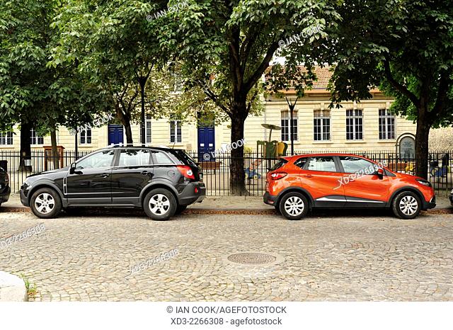 parked cars, Bordeaux, Gironde Department, Aquitaine, France--