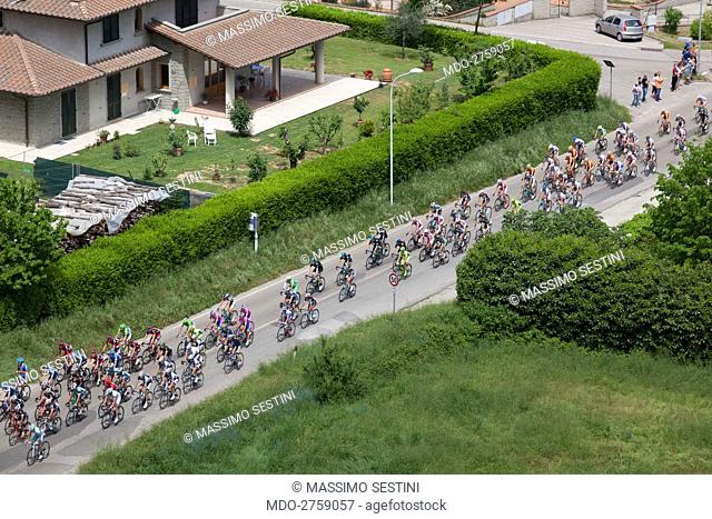 Bicycle racers running the 9th stage of Giro d'Italia. Prato di Strada, Italy. 12th May 2013