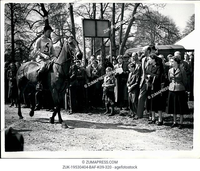 Apr. 04, 1953 - Royal Visit To Badmington Second Day Of The Olympic Horse Trials: The Queen, the Duke of Edinburgh and Princess Margaret
