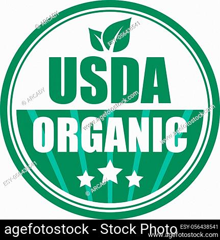 Usda organic green emblem isolated on white background
