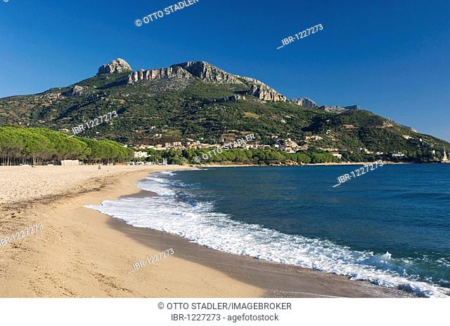 Sandy beach, coast, Bay of Santa Maria Navarrese, Sardinia, Italy, Europe