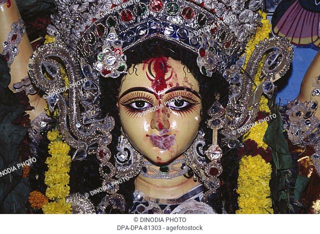 Goddess durga killing demon at Durgotsav Navratri Navaratri Bengal club ,  Shivaji park , Dadar, Stock Photo, Picture And Royalty Free Image. Pic.  WR0507016 | agefotostock