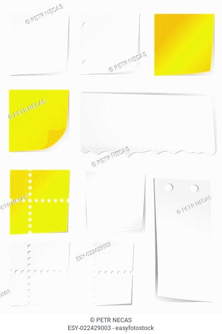 White and yellow paper with holes