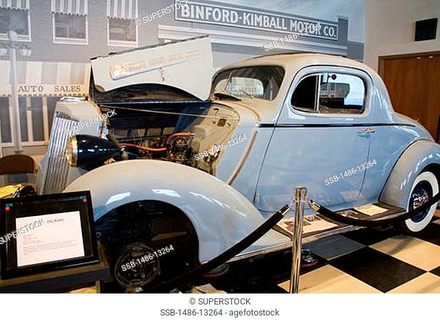 Antique car in a museum, 1937 Packard, Browning Kimball Car Museum, Union Station, Ogden, Utah, USA