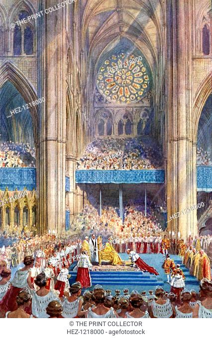 The Homage', George VI's coronation ceremony, 12 May 1937, (1937). A coloured plate from the Illustrated London News: Coronation Record Number, London, 1937