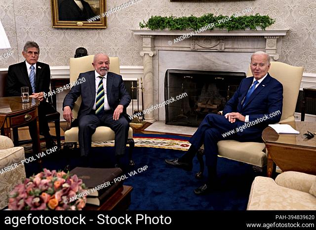 =United States President Joe Biden, right, meets Luiz Inacio Lula da Silva, Brazil's president, in the Oval Office of the White House in Washington, DC, US