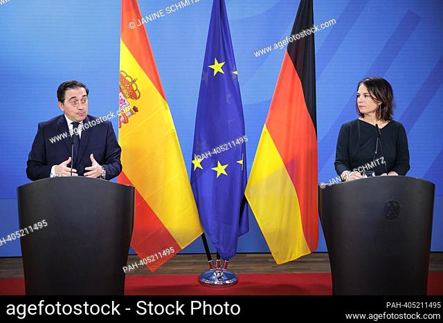 Annalena Baerbock, Federal Foreign Minister, and Jose Manuel Albares, Foreign Minister of Spain, give a joint press conference after the talks at the Federal...