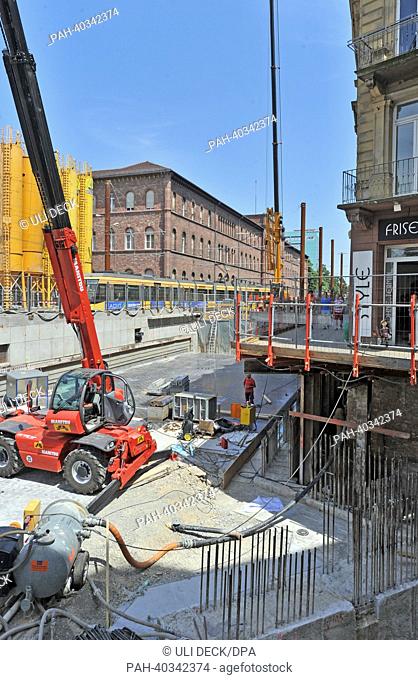 A construction site of the tramway building project in Karlsruhe is pictured in Karlsruhe, Germany, 19 June 2013. After the bankruptcy of construction company...