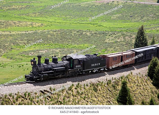 Cumbres & Toltec Scenic Railroad, National Historic Landmark, narrow guage, steam powered locomotive, #463, built in 1903