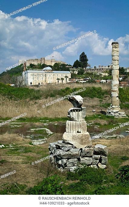 Artemis, Artemis temple, Ayasoluk, building, fortress, castle, castle arrangement, building, construction, church, big, great, mosque, portrait format, hill