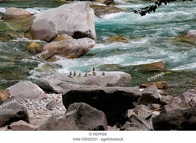 Switzerland, Europe, Ticino, Verzasca valley, river, water, stones