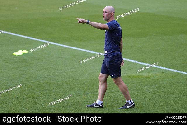 Paide's Head coach Karel Voolaid pictured during a training session of Estonian team Paide Linnameeskond, Wednesday 10 August 2022 in Anderlecht, Brussels