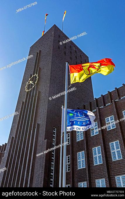 Flagging, Town Hall tower, Town Hall, City Administration, Wilhelmshaven, Lower Saxony