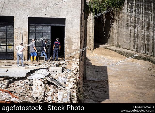 The effects caused by the rain bomb in Sassoferrato, province of Ancona, central Italy, September 16, 2022. At least 10 people died
