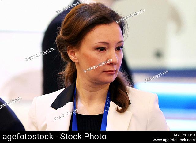 RUSSIA, MOSCOW - MARCH 20, 2023: The Russian State Duma's Deputy Speaker Anna Kuznetsova is seen before a plenary meeting of the 2nd International Parliamentary...