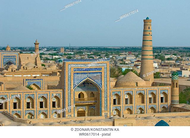 Panorama of an ancient city of Khiva, Uzbekistan