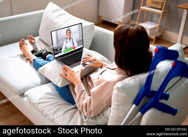 Patient Watching Online Video Consultation With Doctor