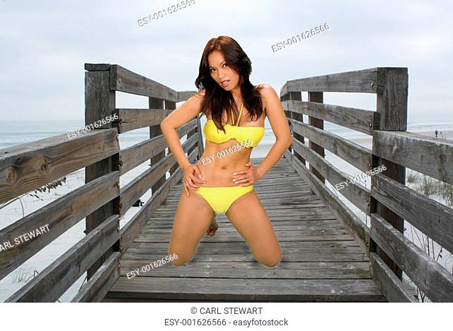 Bikini-clad Asian Girl at the Beach