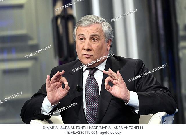 President of European Parliament Antonio Tajani attends at the tv show Porta a porta, Rome, ITALY-23-01-2019