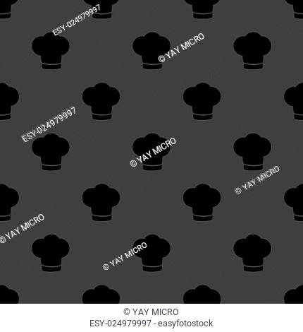 Chef cap web icon. flat design. Seamless gray pattern