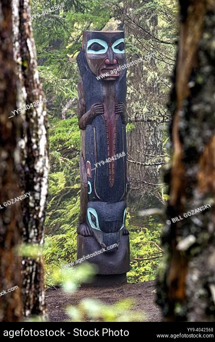 Totem Pole on Mount Roberts Trail - Juneau, Alaska, USA