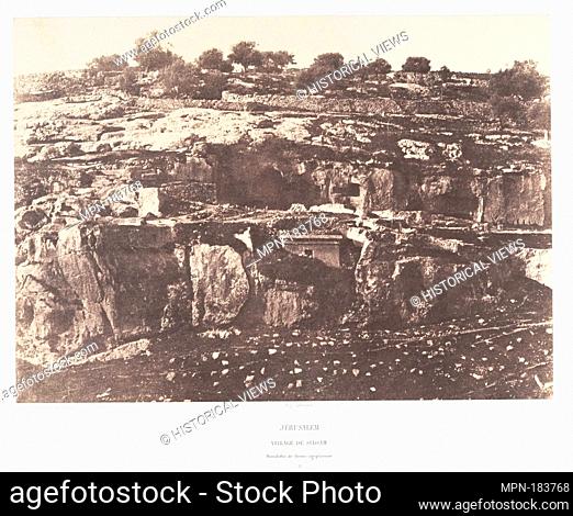 Jérusalem, Village de Siloam, Monolithe de forme égyptienne, 2. Artist: Auguste Salzmann (French, 1824-1872); Printer: Imprimerie photographique de...