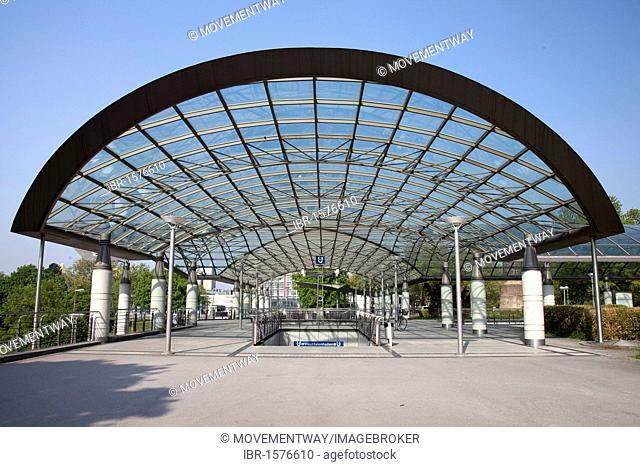 Glass sun roof, U-Bahn Westfalenhallen underground railway station, Dortmund, Ruhr area, North Rhine-Westphalia, Germany, Europe