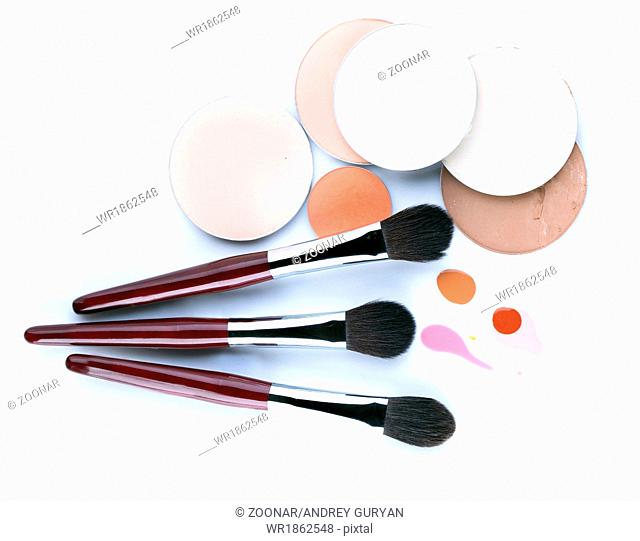 Set of professional brushes for applying blush